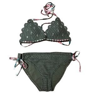 Abercrombie & Fitch crochet swimsuit / bikini army green NWOT large / medium